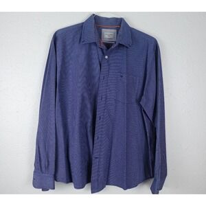 Dockers Shirt Mens 17 XL Blue White Plaid Casual Button Down Long Sleeve‎